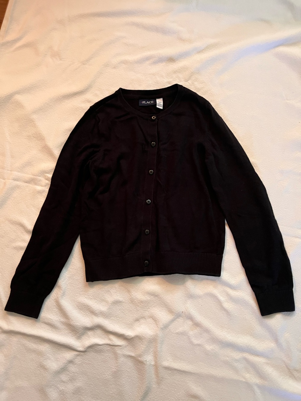 The Children's Place Black Crewneck Button Cardigan